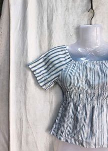 Striped Square Neck Peplum Top