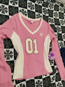 Cute Pink "01" Long SleeveJersey top