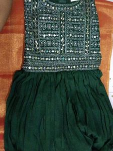 Embroidered frock and pant Set with Mirror Work