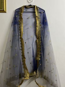 Elegant Navy Blue Embroidered Garara Set