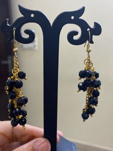 Black Crystal Beads Necklace And Earring