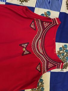 Red Embroidered Ethnic Gown