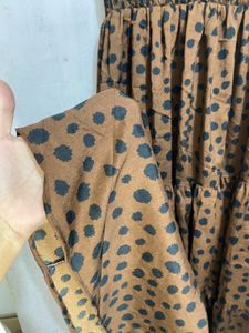 Brown Spot Tiered Midi Dress