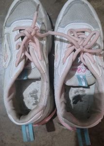 Women's White &amp; Pink Sneakers