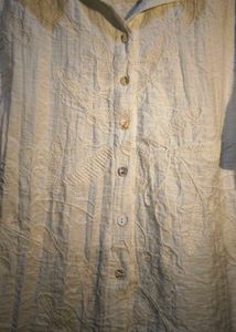 Cream Textured Button-Up Shirt