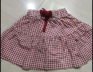 Checked Pleated Skirt with Belt