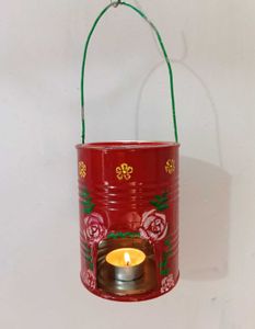 Handmade Red Floral  candle holder