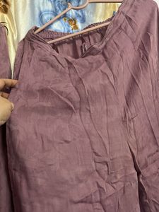 Elegant Mauve Embroidered Kurta Set