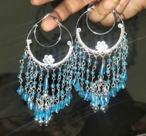 Stunning Blue Crystal Hoop Earrings