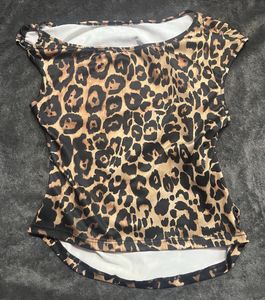 Leopard Print Ring Detail One Shoulder Top