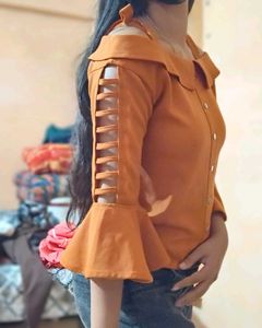 Off-Shoulder Brown Top