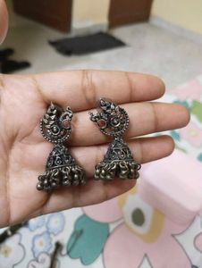 Boho Oxidized Silver Jhumka Necklace Set