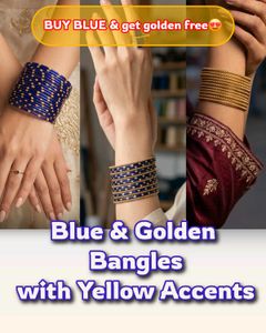 Blue & Golden Bangles with Yellow Accents