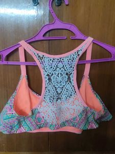 4 Beach wear Print Ruffle Bikini Tops