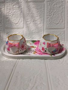 Decorative Planter Set with Tray