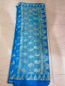 Elegant Blue Brocade Saree and Blouse Set