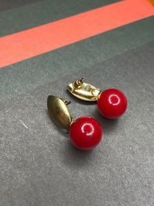 Red &amp; Gold Cherry Drop Earrings