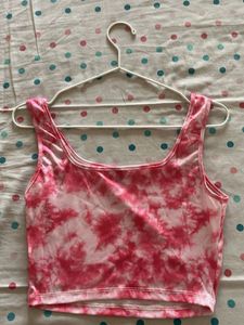 Shein Pink Tie-Dye Crop Tank Top