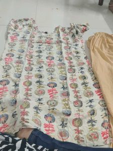 White Kurta with Floral Print