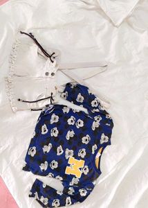 Very Cute Mickey Mouse Top With Dungree