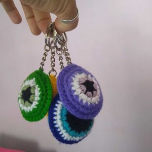 Crocheted Evil Eye Keychains