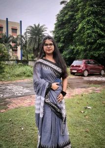 Elegant Grey Saree with Black Border