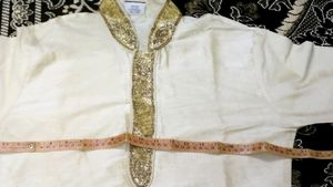 Shirwani cream Eid Offer Rhinestone free mala kard