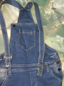Denim Dungaree Jumpsuit with Striped Top