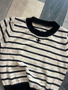 Striped Cropped Knit Top