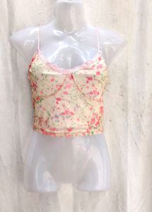 23V. Sheer floral Y2K top