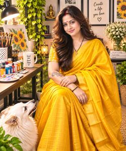 Vibrant Yellow Mangalgiri Silk Saree