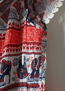 Boho Off-Shoulder Elephant Print Dress