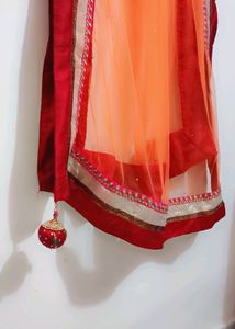 Orange Mehroon Border Plate Dupatta