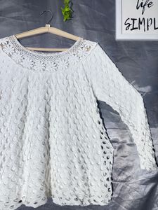Elegant White Crochet Top