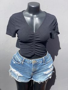 New Look Black Ruched Crop Top