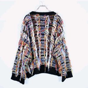 Colorful Fringe V-Neck Sweater