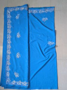 Beautiful Blue Saree with Silver Embellishments