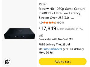 Razer Ripsaw HD Capture Card for Recording and