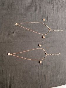 Elegant Rose Gold Necklace &amp; Earring Set combo of