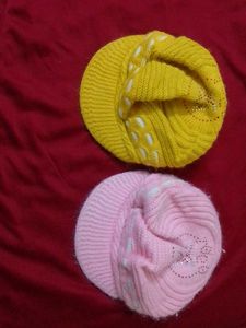 Cute Knitted Beanies - Pink & Yellow
