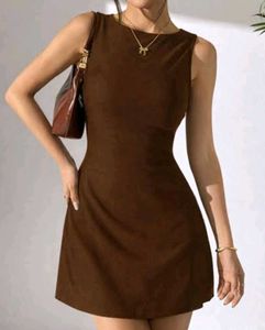 ᝰ.ᐟ Chic Brown Sleeveless Dress