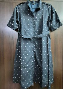 Chic Black Polka Dot Shirt Dress