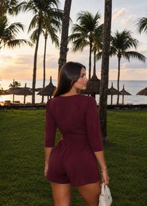 Chic Burgundy Wrap Romper