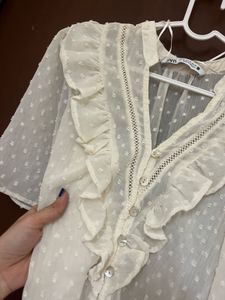 Sheer Button-Up Blouse| Never worn| Brand n