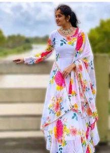 Floral Print Dress with Matching Scarf