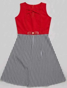 Chic Red & Striped Sleeveless Dress