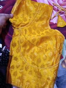 Beautiful Yellow Brocade Blouse