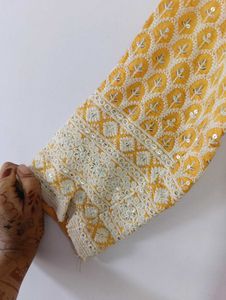 Yellow Embroidered Kurta