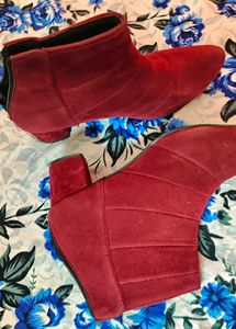 Red Suede Ankle Boots