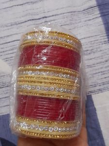 Red &amp; Cream Bridal Chura Set